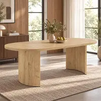 Ninkear Esstisch 200x90cm, 6-8 Personen, abgerundete Ecken, verdickte Platte, Eiche (Oak)