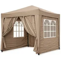 Merkloos Faltpavillon Gartenpavillon Partyzelt - 2 x 2 m - Antrazit - Mit Seitenwänden und Fenstern - Für Garten, Camping und Veranstaltungen