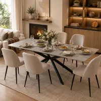 Ninkear Erweiterbarer Esstisch 150/180x70x76cm, automatisch, Kreuzbein, Zementmuster (Black+Grey)