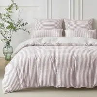 SOULFUL Bettwäsche-Set 155x220 cm Baumwolle Jacquard Gestreift Altrosa & Weiß 2-teilig