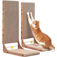 Merkloos Kratzbaum Kratzsäule Kratzwand - 68 cm L-förmig - 2 Stück - Haselnuss - Für Katzen