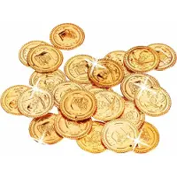 B2X 288 realistische Gold Piratenmünzen mit Schatztruhenmotiven für Party