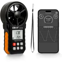 Dripio Digitales Bluetooth-Anemometer ANE-200W, Windgeschwindigkeit, Temperatur, USB