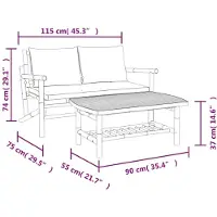 vidaXL 2-tlg. Garten-Lounge-Set mit Cremeweißen Kissen Bambus