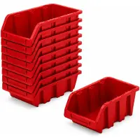 Merkloos Werkstatt Aufbewahrungsboxen Set von 10 in Rot aus PP Kunststoff