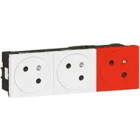 Legrand 077190L Mosaic Link 3-fach Steckdose 45° F/B Standard, EBS Farbe: Ultraweiß/Rot