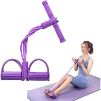 Merkloos Fitness-Expander mit Verstärkungsband - 4 TPE-Rohre - Ergonomischer Griff - Für das Training zu Hause