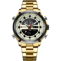 Curren Herrenuhr Gold Schwarz mit Tag- und Datumsanzeige KP42046