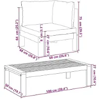 vidaXL 2-tlg. Garten-Sofa-Set mit Kissen Massivholz Akazie