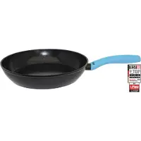 Elo Schmorpfanne BASIC "Colorio mit farbigem Protektor", schwarz (hellblau), B:28,5cm H:5,5cm L:46,5cm Ø:28cm, Pfannen, Schmorpfanne, Soft-Touch-Griff mit Flammenschutz