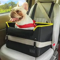 PetsFit Hunde Autositz für kleine Hunde, 2-in-1 Hundebett Auto, Schwarz, Größe S