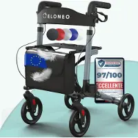 ELONEO Rollator Leichtgewichtrollator mit Stockhalter, Einkaufstasche & Rückengurt 1 St
