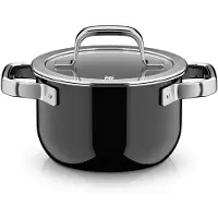 WMF Fusiontec Mineral Pro Kochtopf mit Deckel, 16 cm, Black 05.1864.5290, 2 l, Rund, Schwarz, Edelstahl, Fusiontec, Edelstahl