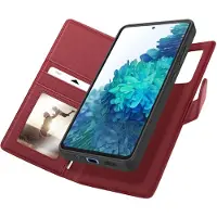 Mayaxess , Brieftasche für Samsung Galaxy S20 FE RFID-Schutz mit abnehmbarer Hülle, Rot