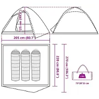 VD Home Furnishing Kuppel-Campingzelt 3 Personen Braun Wasserdicht
