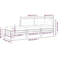 vidaXL Gartensofa mit Kissen und Hocker 3-Sitzer