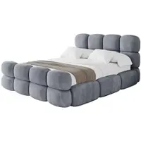 ALTDECOR Polsterbett mit Bettkasten - NOMA-Z - 120x200 - Grau - Bett mit Matratze H3/H4, Kopfteil und Fußteil, Boxbett, Doppelbett mit Stauraum