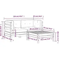 vidaXL Gartensofa mit Kissen und Hocker 2-Sitzer