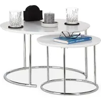 B2X Couchtisch Staatstisch Rund, 2-teilig, Höhe 9cm, Ø 69cm, platzsparend zusammenschiebbar