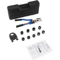 StarTech.com Hydraulische Rohrpresszange - Presswerkzeug - 10 t Presskraft - 9 V- & TH-Backen - für Kupfer- & Edelstahlrohre - Rutschfester Griff - Mit Koffer - Dunkelblau
