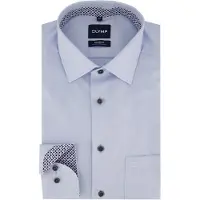 Olymp Langarmhemd "Luxor", Herren, Gr. 40, N-Gr, blau (bleu), Web, Obermaterial: 100% Baumwolle, modern fit normal, 2-Knopf-Manschette, Hemden Langarmhemd, Businesshemd, New-Kentkragen, Modern Fit