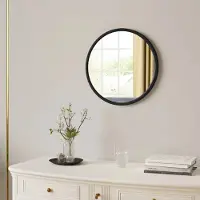 StarTech.com Runder Schminkspiegel - Dekorativer Wandspiegel - Glas - 40 x 40 cm - Schwarzer Metallrahmen - Für Schlafzimmer und Badezimmer