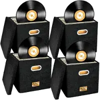 Dripio 4er-Set faltbare Vinyl-Aufbewahrungsboxen 30 cm, für 100+ Platten