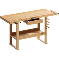 Dripio Werkbank 151x61,5x86 cm Holz mit Schublade und Schraubstöcken