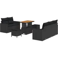 Selius Modulares Lounge-Set, Schwarz, aus Poly-Rattan – 5 Sitzplätze – Wetterbeständig – Mit Stauraum