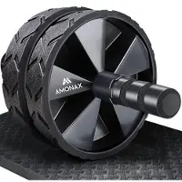 Merkloos Bauchroller Bauchtrainer Ab-Roller - Mit ein oder zwei Rädern - TPE-Griffe - Kniematte groß - Für Heim und Fitnessstudio