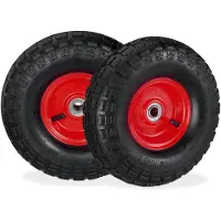 Dripio 2x Steckwagenrad 4.1/3.5-4, Luftreifen, schwarz-rot, 260x85 mm