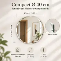 Merkloos Wandspiegel Rundspiegel Badezimmerspiegel - 40 cm - Rahmenlos - Facettenschliff