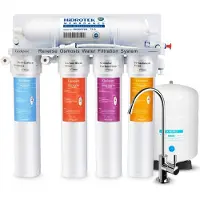 Selius Wasserfilter mit Umkehrosmose, 5-stufig - Kapazität: 75 GPD - Gehäuse aus legiertem Stahl, Kunststoff und Messing