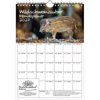 Seelenzauber GmbH Wildschweinzauber Planer DIN A4 Kalender für 2027 Schweine Schweinchen - Set-Inhalt: 1x Kalender 1x Weihnachtsanhänger 1x Grußanhänger (gesamt 3 Teile)