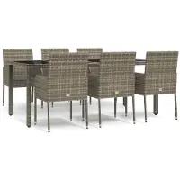 Selius Gartenmöbel-Set aus Poly-Rattan – 7-teilig, Grau – 190 cm Länge