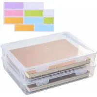 Merkloos Set aus 2 transparenten A4-Dokumentenboxen mit Klappdeckel