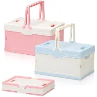 Merkloos Set aus 2 zusammenklappbaren Aufbewahrungsboxen mit Deckel