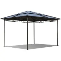 Selius Metallpavillon, 3x3 Meter - Mit 4 Seitenwänden - Wasserdichtes Polycarbonat-Dach - Stahlrahmen aus Legierung - Beige-Grau