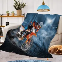 Merkloos Warmer Flanell-Überwurf für Bettdecke mit Motor-Motiv, 150 x 200 cm