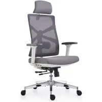 Merkloos Bürostuhl Schreibtischstuhl Ergonomischer Drehstuhl - Verstellbare Sitztiefe - Lendenwirbelstütze - Weiß