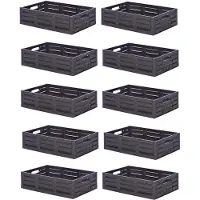 Merkloos Holzoptische Aufbewahrungsboxen – Set mit 10 Stück – 60 x 40 x 16 cm