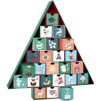 Merkloos Adventskalender zum Befüllen – Weihnachtsbaum mit 24 Türchen – Grüner Karton, zum Selbstgestalten
