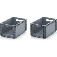 Merkloos Aufbewahrungsboxen-Set, 2 Stück - 40 x 30 x 22 cm - Grau