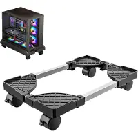 Merkloos CPU-Halterung, mobiler, universeller CPU-Wagen – geeignet für PC-Tower – mit vier Rollen – für den Einsatz unter einem Gaming-Schreibtisch – schwarz – verstellbar
