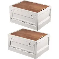 Merkloos Stapelbare Campingboxen mit Deckel – Set aus 2 Stück – 38 Liter Fassungsvermögen – Weiß