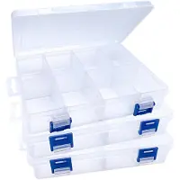 Merkloos Set aus 3 transparenten Aufbewahrungsboxen mit 8 Fächern
