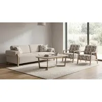 JVmoebel Sofa Set 3+1+1 Beige Bouclé Modern Skandinavisch Design Garnitur 3 tlg.