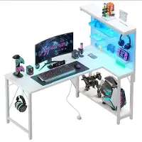 OEM L-förmiger Gaming-Schreibtisch mit Lochwand, 120x80 cm, Weiß