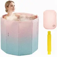 Selius Faltbarer Badewannen-Set, Grün-Rosa - Freistehende, rechteckige Badewanne - Polyvinylchlorid