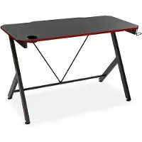 OEM Computertisch mit Helm- & Getränkehalter, 76x60x120 cm, schwarz/rot